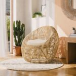Armchair Boria Inart natural cane with cushion 70x72x74cm - Слика 2