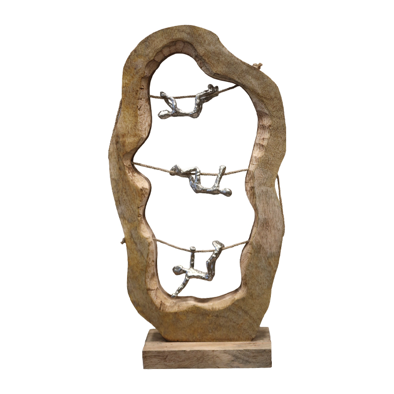 312-000001 Table decoration Lardo Inart natural mango wood-aluminum 29x10x57cm - Слика 1