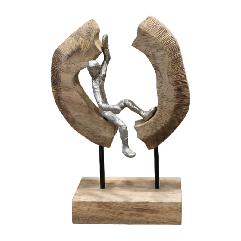 312-000004 Table decoration Vualo Inart natural mango wood-aluminum 18x10x26cm - Image 1