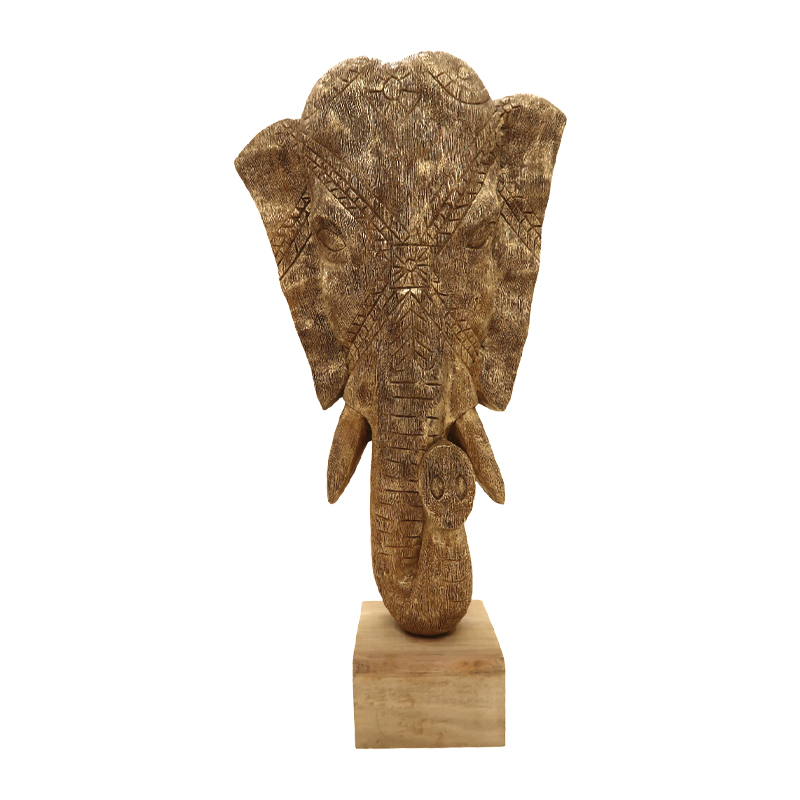 312-000005 Table decoration elephant Zap Inart gold mango wood 31x13x61cm - Image 1