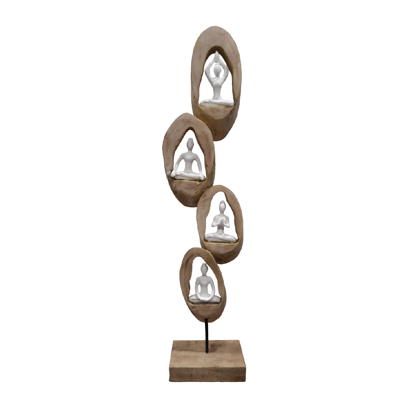 312-000008 Table decoration Yove Inart natural mango wood-iron 18x9x69cm - Image 1