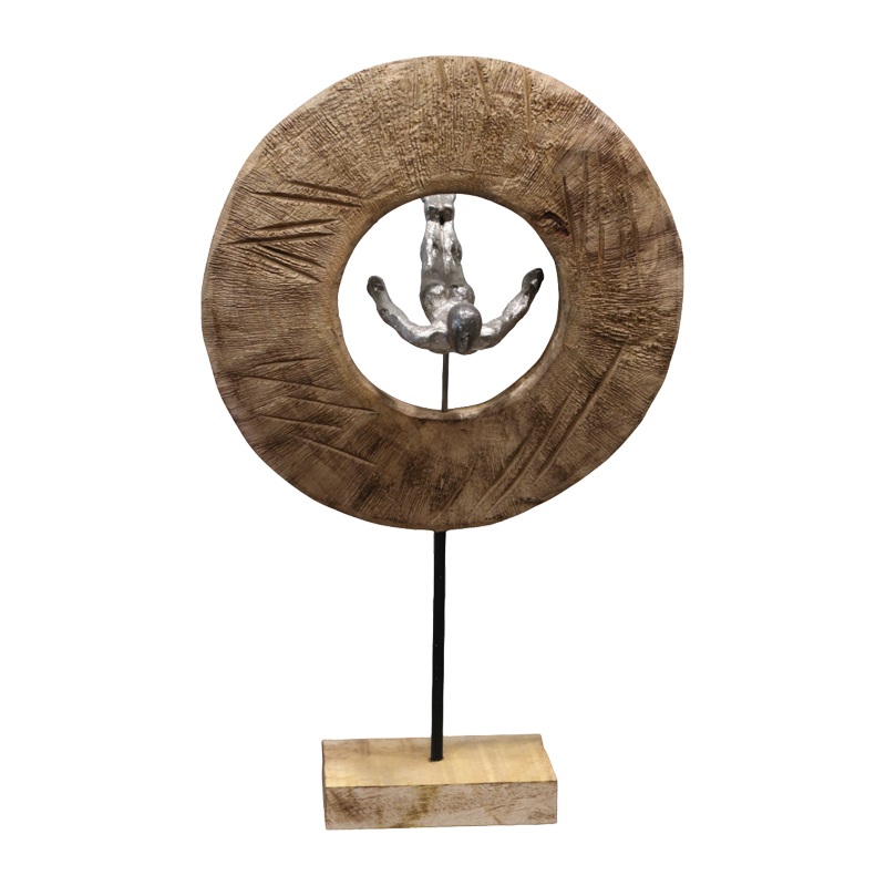 312-000027 Table decoration Manny Inart natural mango wood-aluminum 31x18x50cm - Image 1