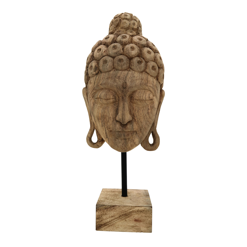312-000028 Table decoration buddha Mask Inart natural mango wood-iron 20x18.5x48.5cm - Image 1