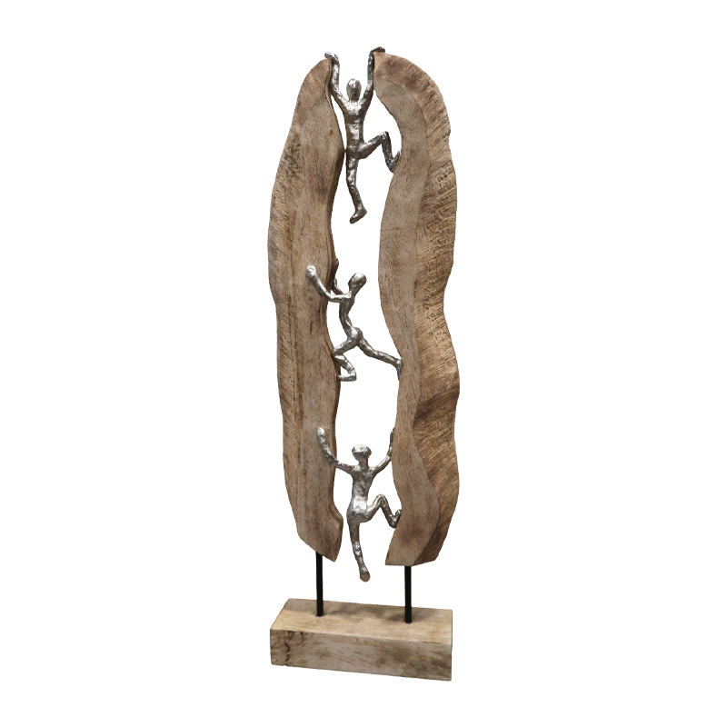 312-000031 Table decoration Climb Inart natural mango wood-aluminum 21x8x69cm - Image 1