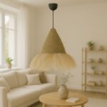 GeGeole Inart jute ceiling lamp in natural shade Φ30x84cm - Слика 2