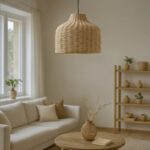 Ziquel Inart rattan ceiling lamp in natural shade Φ42x89cm - Слика 2