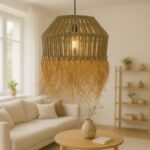 Bowler Inart natural wicker ceiling light D36x62cm - Слика 2