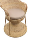 Armchair Rea Inart with beige cushion-natural rattan 92x75x140cm - Image 4