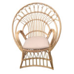 Armchair Boloni Inart with beige cushion-natural rattan 100x67x120cm - Image 2