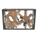 Donis Inart console natural-black solid teak wood 120x40x75cm - Слика 2