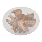 Coffee table Motive Inart natural-black solid teak wood-glass D80x45cm - Слика 3