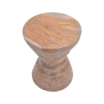 Side table Zerlian Inart white wash solid teak wood D35x46cm - Image 2