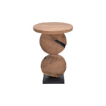Tiky Inart side table natural-black solid teak wood D42x46cm - Image 2