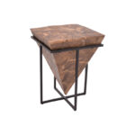 Помошна масичка Midpy Inart природно дрво тиково дрво-црн метал 40x40x55 см