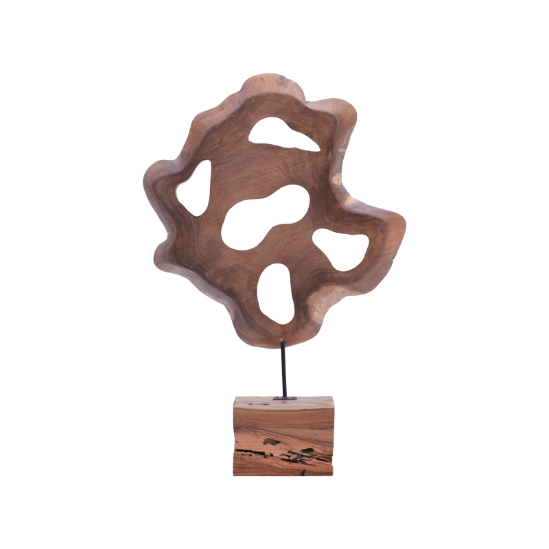 315-000021 Table decoration Strab Inart natural wood teak-metal 55x10x80cm - Image 1