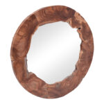 Mirror Crest Inart natural solid teak wood D80x4cm - Слика 2