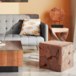 Boxy Inart stool natural solid teak wood 40x40x40cm - Image 2