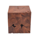 Boxy Inart stool natural solid teak wood 40x40x40cm - Image 3