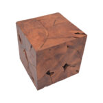 Boxy Inart stool natural solid teak wood 40x40x40cm - Image 4