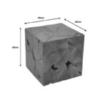 Boxy Inart stool natural solid teak wood 40x40x40cm - Image 5