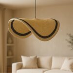 Ceiling light Hatchie Inart natural-black-white seagrass-iron D70x123cm - Слика 2