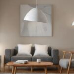 Ceiling light Litho Inart white press papier-iron 42x39x123.5cm - Image 2