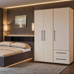 Wardrobe Razol 3 doors white-sonoma melamine 144.5x59x200cm - Слика 2