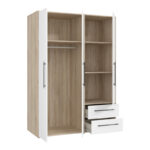 Wardrobe Razol 3 doors white-sonoma melamine 144.5x59x200cm - Слика 5