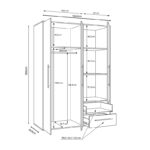 Wardrobe Razol 3 doors white-sonoma melamine 144.5x59x200cm - Слика 6