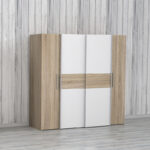Wardrobe Closet 4 doors sonoma oak-white melamine 200x61.5x190.5cm - Image 2