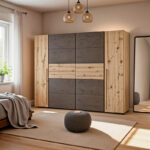 4-door wardrobe Verzo oak-anthracite melamine 270.5x61.5x210.5cm - Слика 2
