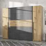 4-door wardrobe Verzo oak-anthracite melamine 270.5x61.5x210.5cm - Слика 3