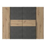 4-door wardrobe Verzo oak-anthracite melamine 270.5x61.5x210.5cm - Слика 4