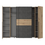 4-door wardrobe Verzo oak-anthracite melamine 270.5x61.5x210.5cm - Слика 5