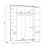 4-door wardrobe Lamore white melamine 200x61.5x210.5cm - Image 5