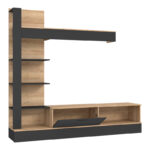 Living room complex Dranko black-oak melamine 205x41.5x192cm - Слика 4