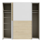 Wardrobe Jolite 2 doors with shelves white-oak melamine 190x61x190.5cm - Слика 2