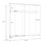 Wardrobe Jolite 2 doors with shelves white-oak melamine 190x61x190.5cm - Слика 3