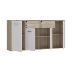 Drepen melamine buffet in white and sonoma color 162.3x34.2x81.7cm - Image 4