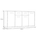 Drepen melamine buffet in white and sonoma color 162.3x34.2x81.7cm - Image 6