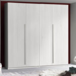 Manestile melamine four-leaf wardrobe in beige shade 227.5x59x212.9cm - Image 2