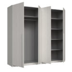 Manestile melamine four-leaf wardrobe in beige shade 227.5x59x212.9cm - Image 5