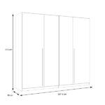 Manestile melamine four-leaf wardrobe in beige shade 227.5x59x212.9cm - Image 6