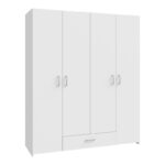 Openable four-leaf wardrobe Generiale melamine white with 3 grey shelves 159x54.5x190.5cm