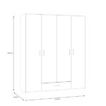 Openable four-leaf wardrobe Generiale melamine white with 3 grey shelves 159x54.5x190.5cm - Image 4