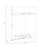 Openable four-leaf wardrobe Generiale melamine white with 3 grey shelves 159x54.5x190.5cm - Image 5