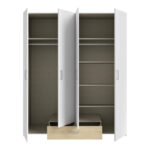Openable four-leaf wardrobe Generiale melamine white-oak with 3 grey shelves 159x54.5x190.5cm - Слика 5