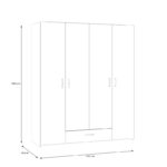 Openable four-leaf wardrobe Generiale melamine white-oak with 3 grey shelves 159x54.5x190.5cm - Слика 6