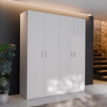 Openable four-leaf wardrobe Generiale melamine white with 3 grey shelves 177.5x54.2x210.5cm - Слика 2