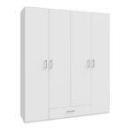 Отворлив гардеробер со четири крила Generiale меламин бел со 3 сиви полици 177,5x54,2x210,5 см